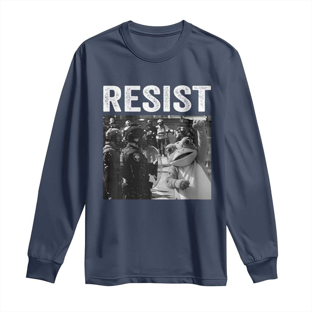 Portland Frog Protest Long Sleeve Shirt Funny Rebel Gift TS12 Navy Print Your Wear
