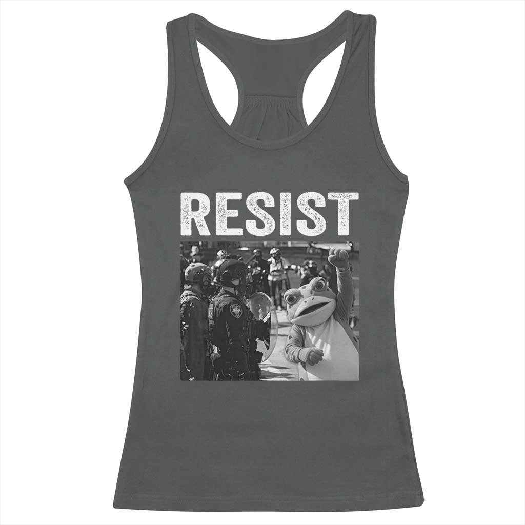 Portland Frog Protest Racerback Tank Top Funny Rebel Gift TS12 Dark Heather Print Your Wear