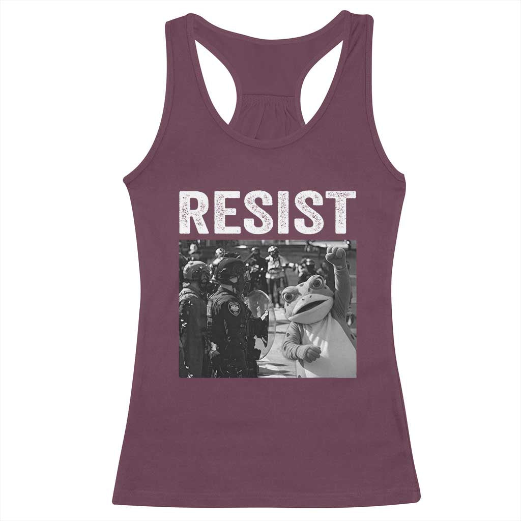 Portland Frog Protest Racerback Tank Top Funny Rebel Gift TS12 Maroon Print Your Wear