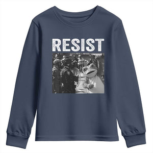 Portland Frog Protest Youth Sweatshirt Funny Rebel Gift TS12 Navy Print Your Wear