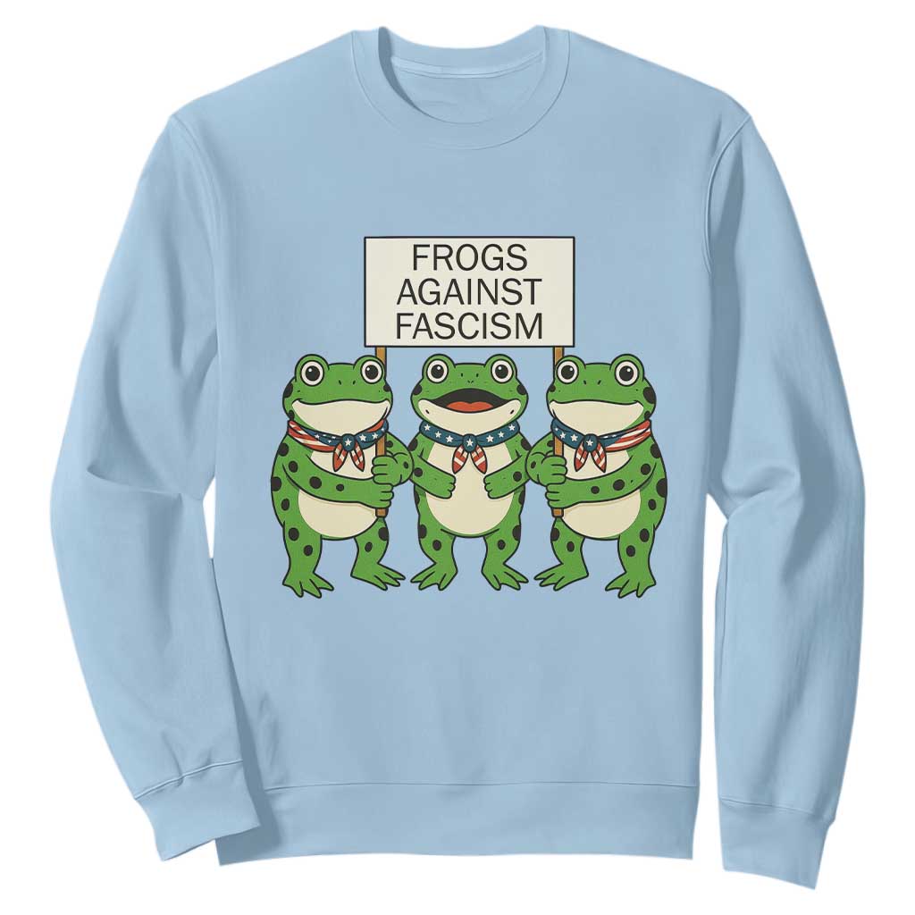 Frogs Against Fascism Sweatshirt Funny Portland Meme Humor Gift TS12 Light Blue Print Your Wear