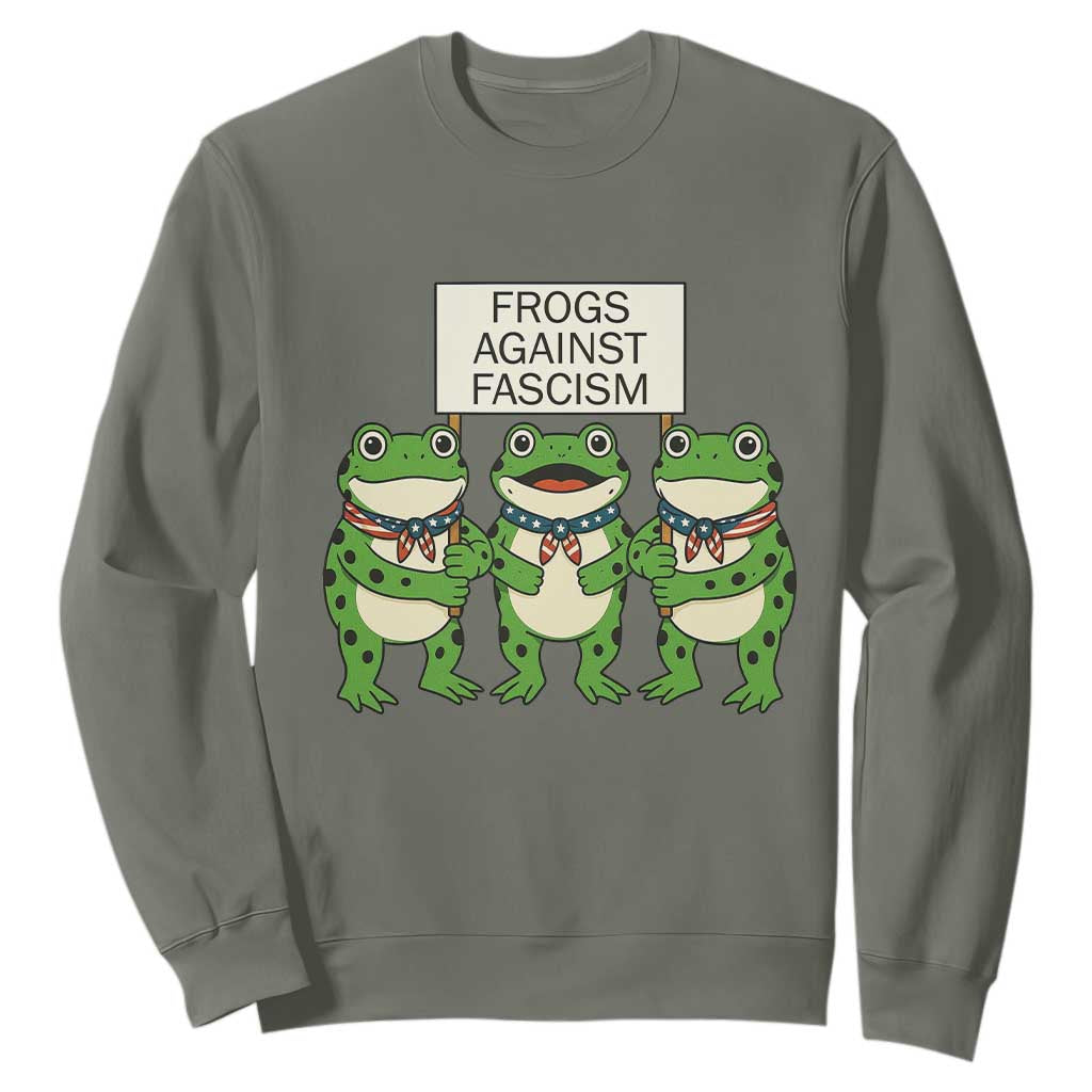 Frogs Against Fascism Sweatshirt Funny Portland Meme Humor Gift TS12 Military Green Print Your Wear