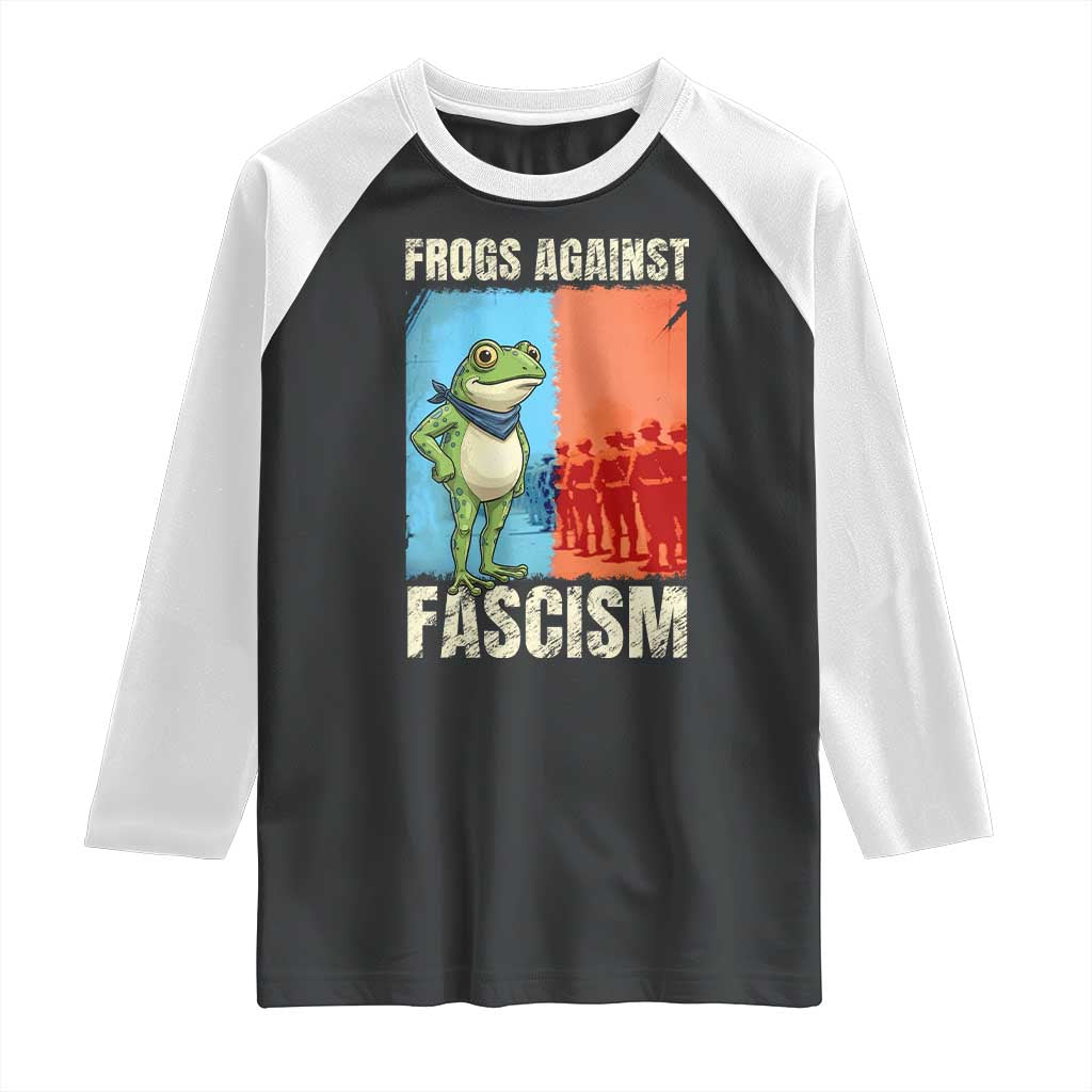 Frogs Against Fascism Raglan Shirt Portland Protest Vintage Meme Gift TS12 Black White Print Your Wear