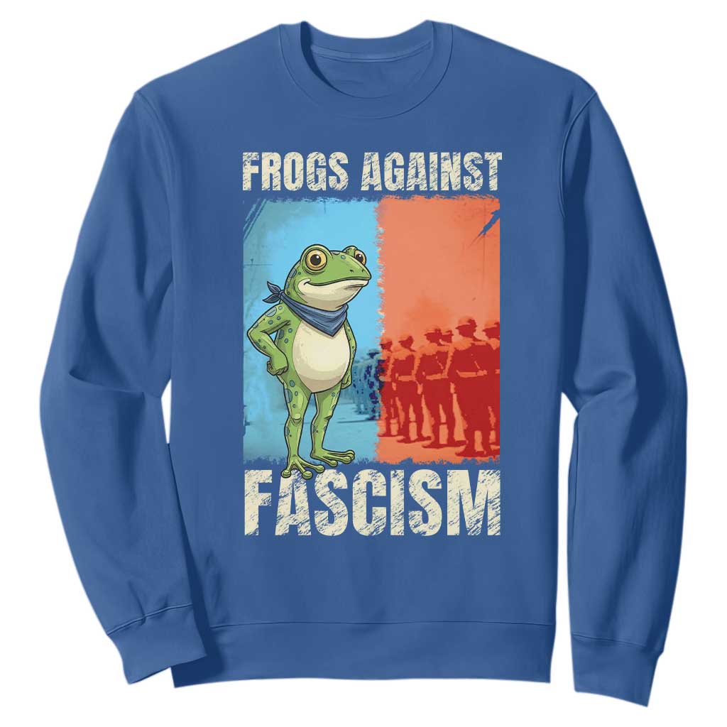 Frogs Against Fascism Sweatshirt Portland Protest Vintage Meme Gift TS12 Royal Blue Print Your Wear