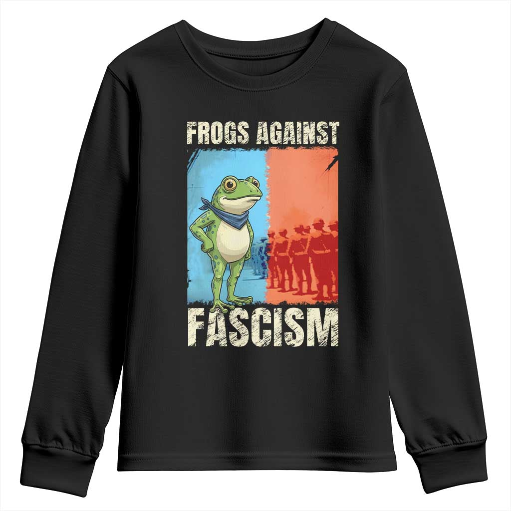 Frogs Against Fascism Youth Sweatshirt Portland Protest Vintage Meme Gift TS12 Black Print Your Wear