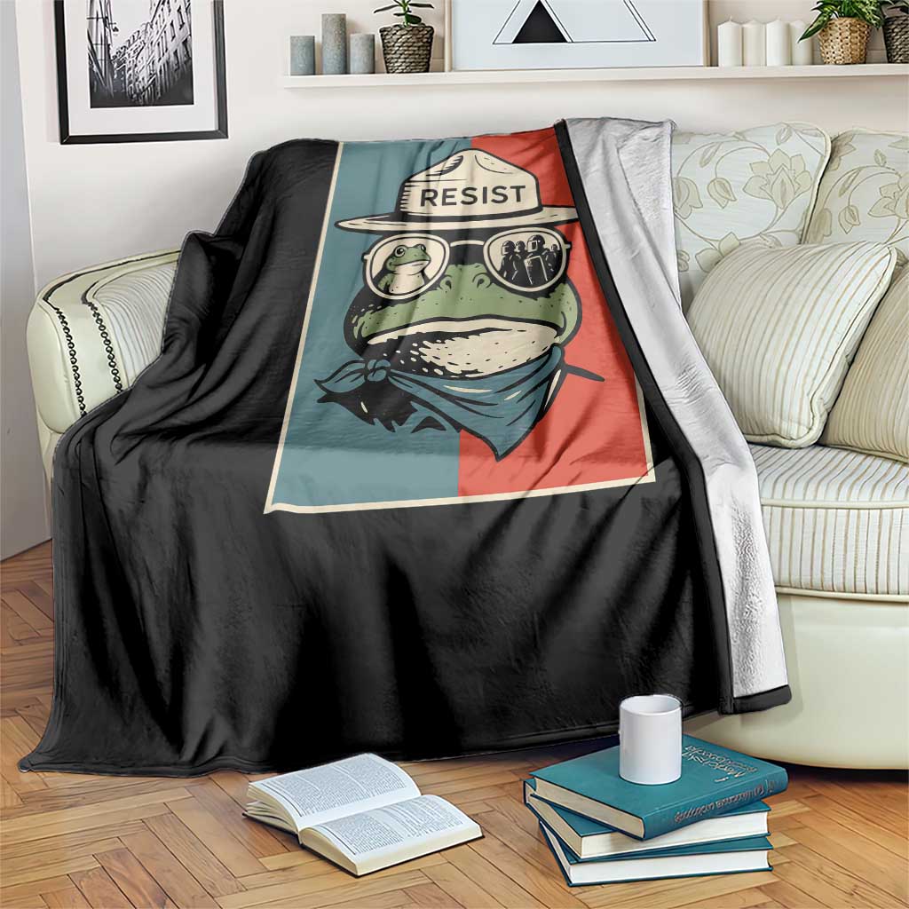 Resist Frog Meme Throw Blanket Portland Vintage Aesthetic Gift TS12 Print Your Wear