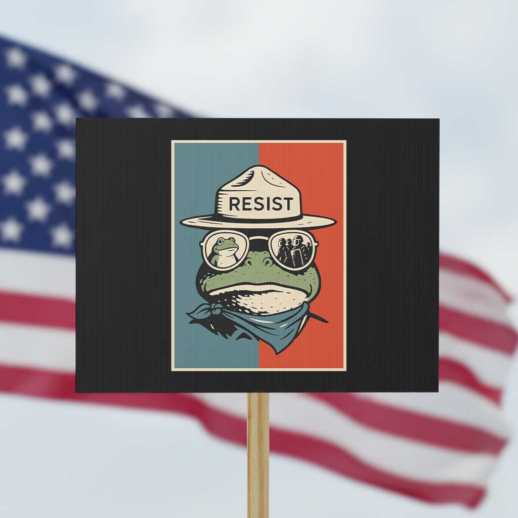 Resist Frog Meme Protest Sign Portland Vintage Aesthetic Gift TS12 Horizontal 18
