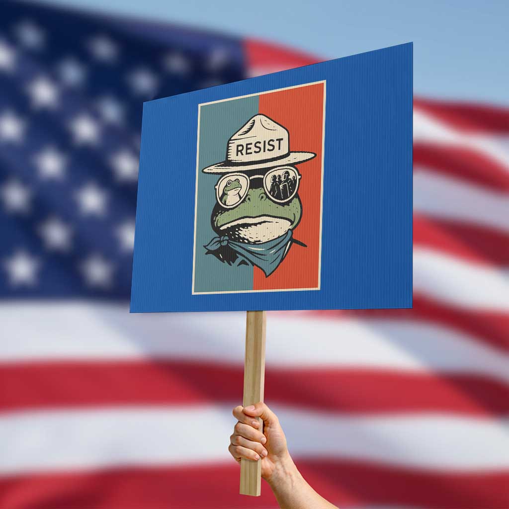 Resist Frog Meme Protest Sign Portland Vintage Aesthetic Gift TS12 Horizontal 18