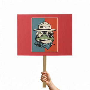 Resist Frog Meme Protest Sign Portland Vintage Aesthetic Gift TS12 Horizontal 18" × 24" Red Print Your Wear