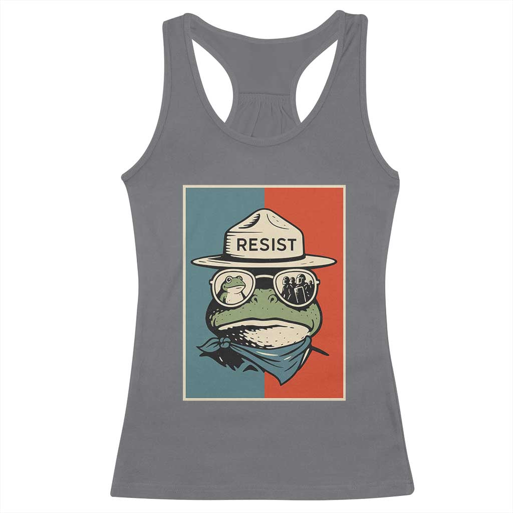 Resist Frog Meme Racerback Tank Top Portland Vintage Aesthetic Gift TS12 Charcoal Print Your Wear
