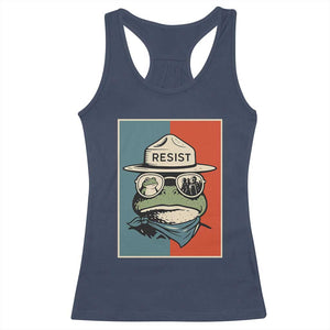 Resist Frog Meme Racerback Tank Top Portland Vintage Aesthetic Gift TS12 Navy Print Your Wear