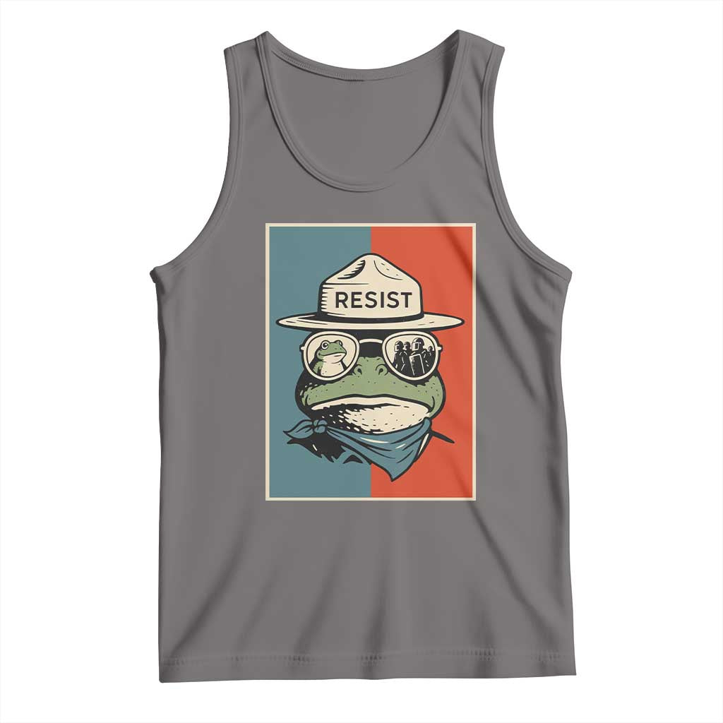 Resist Frog Meme Tank Top Portland Vintage Aesthetic Gift TS12 Deep Heather Print Your Wear