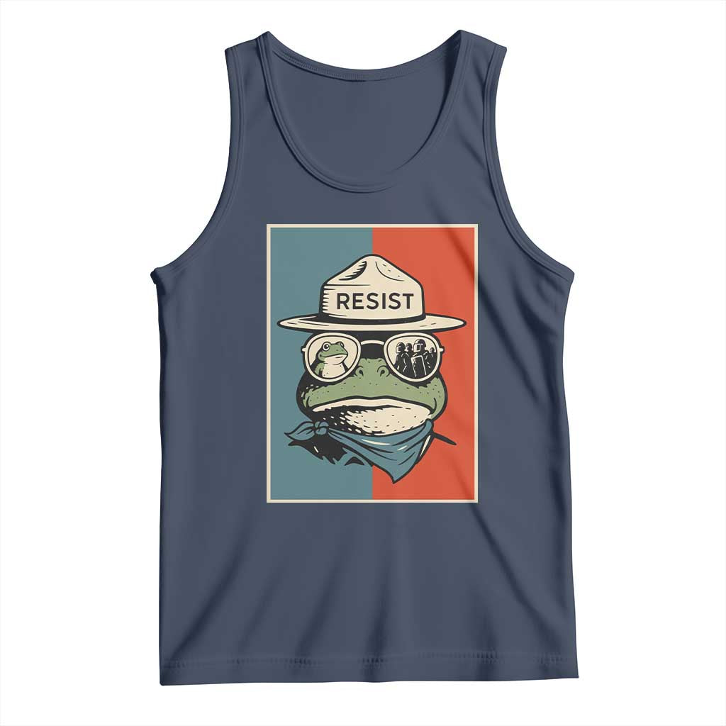 Resist Frog Meme Tank Top Portland Vintage Aesthetic Gift TS12 Navy Print Your Wear