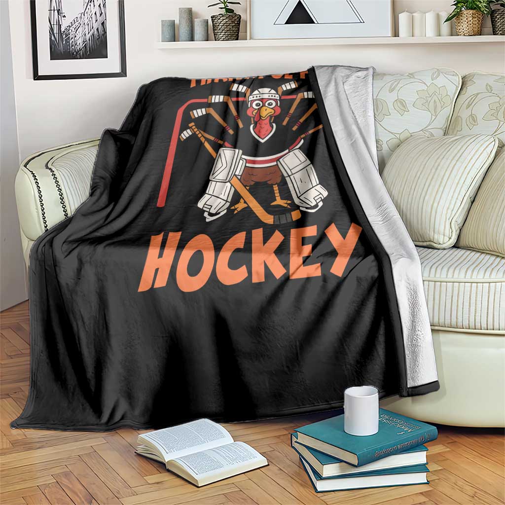Thankful For Hockey Throw Blanket Funny Turkey Ice Hockey Player Gift TS12 Print Your Wear