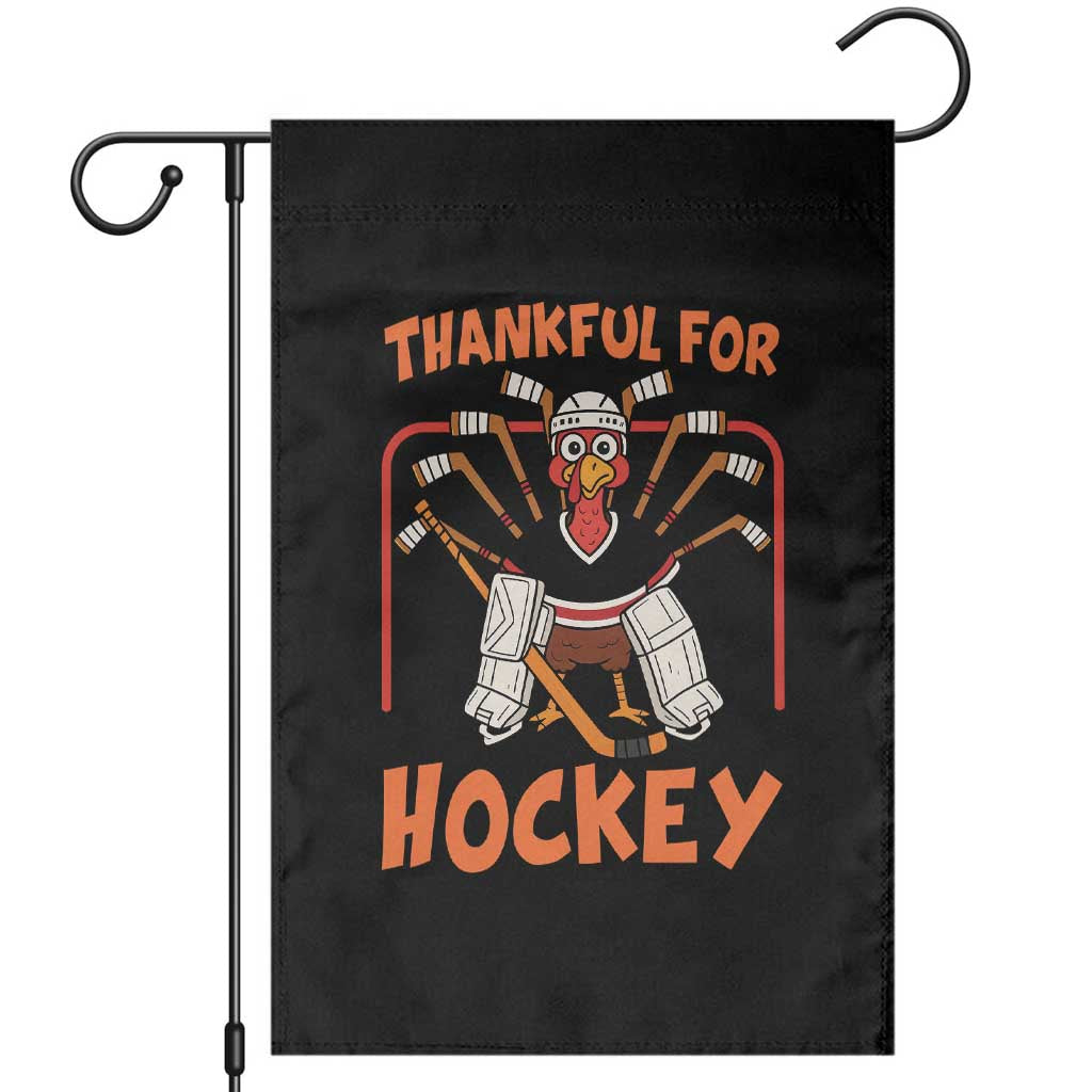 Thankful For Hockey Garden Flag Funny Turkey Ice Hockey Player Gift TS12 Black Print Your Wear