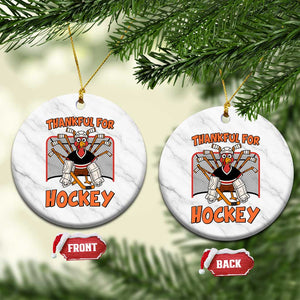Thankful For Hockey Ceramic Ornament Funny Turkey Ice Hockey Player Gift TS12 1pc White Marble Print Your Wear