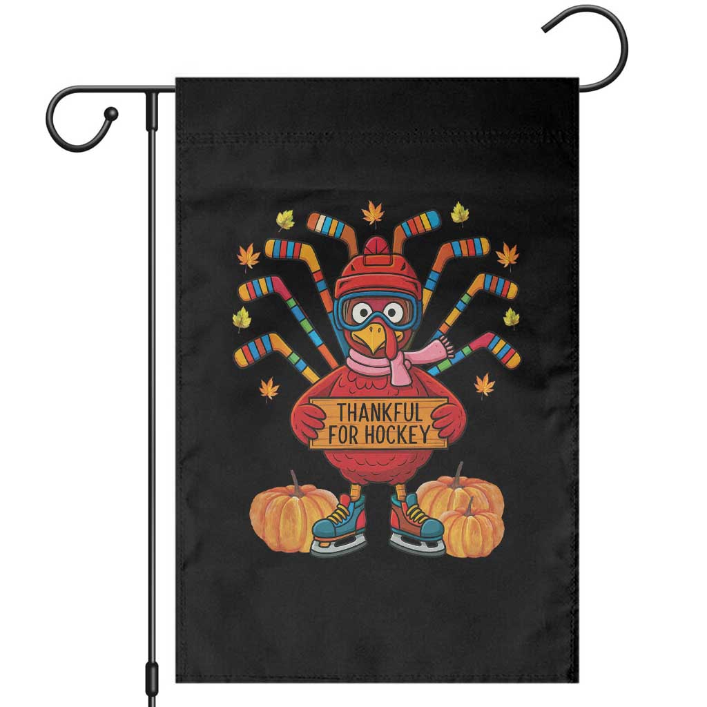 Funny Turkey Ice Hockey Gift Garden Flag Thankful For Hockey TS12 Black Print Your Wear