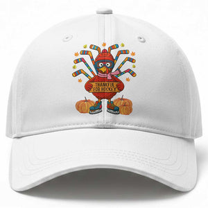 Funny Turkey Ice Hockey Gift Baseball Cap Thankful For Hockey TS12 Print Your Wear
