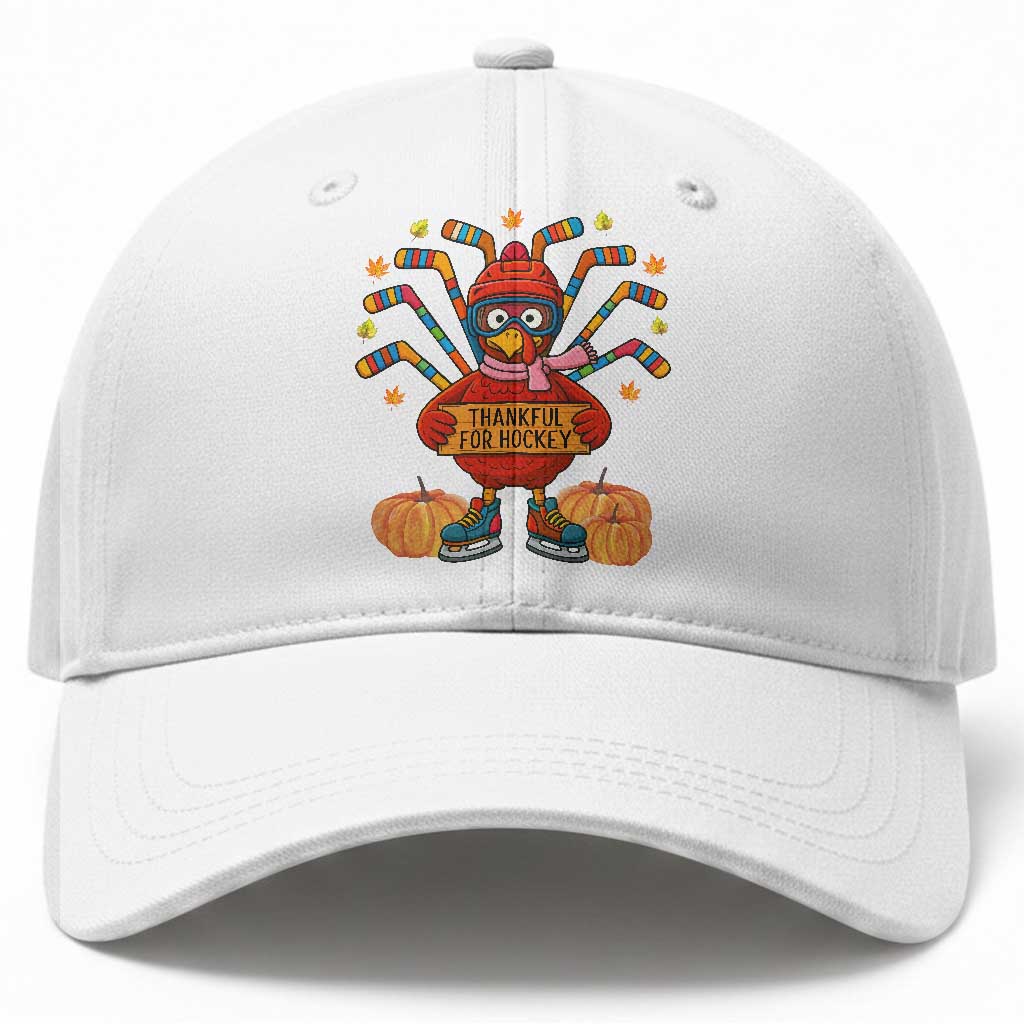 Funny Turkey Ice Hockey Gift Baseball Cap Thankful For Hockey TS12 Print Your Wear