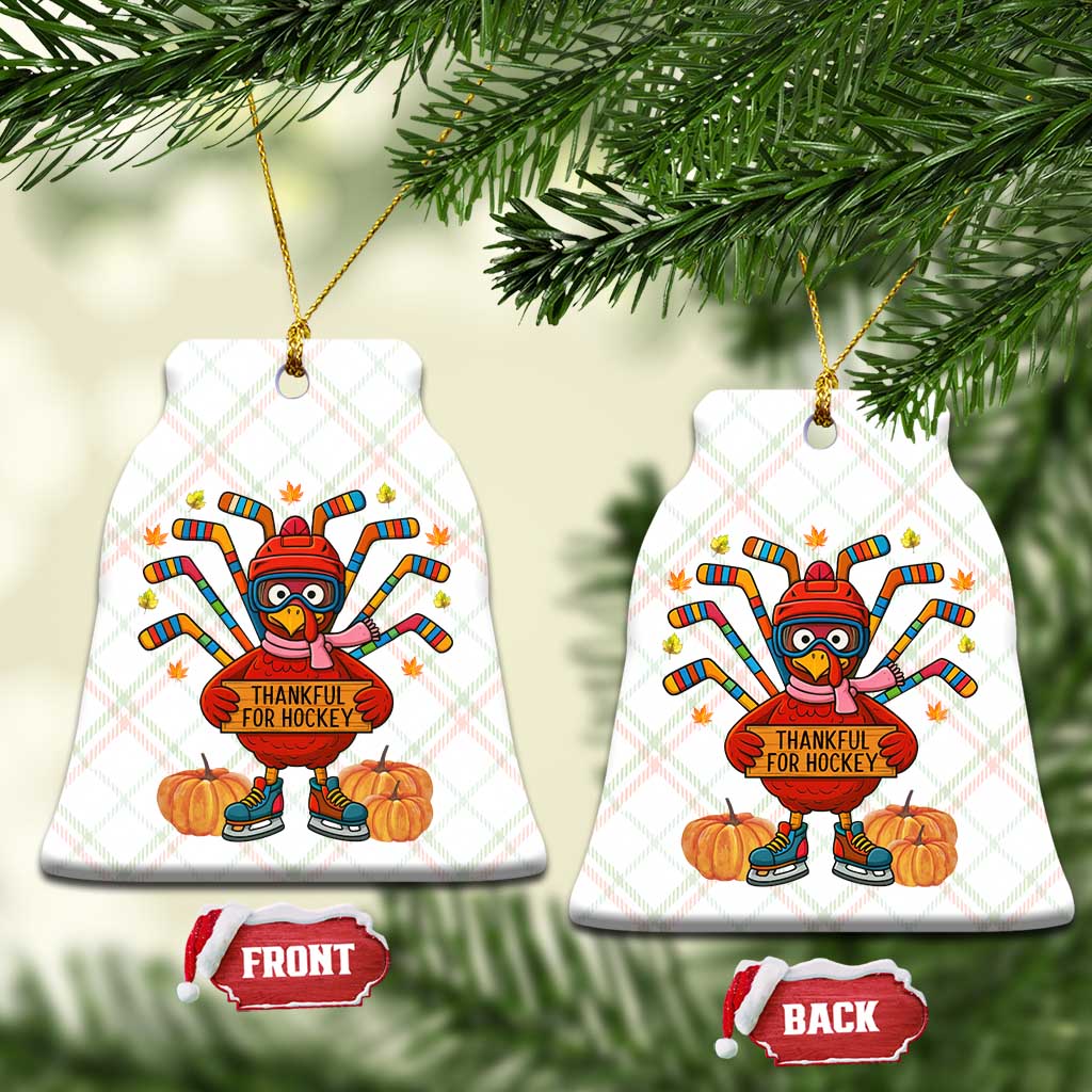 Funny Turkey Ice Hockey Gift Ceramic Ornament Thankful For Hockey TS12 Print Your Wear