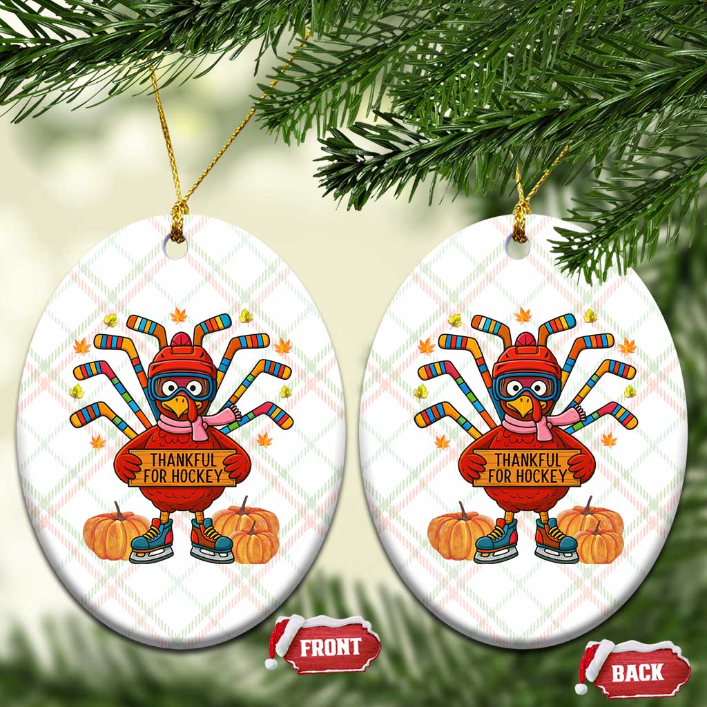 Funny Turkey Ice Hockey Gift Ceramic Ornament Thankful For Hockey TS12 Print Your Wear