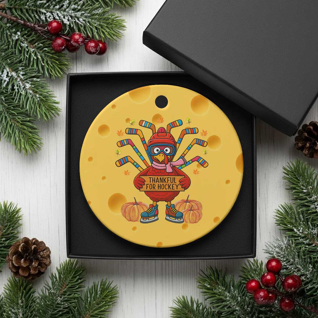 Funny Turkey Ice Hockey Gift Ceramic Ornament Thankful For Hockey TS12 1pc Yellow Cheese Print Your Wear