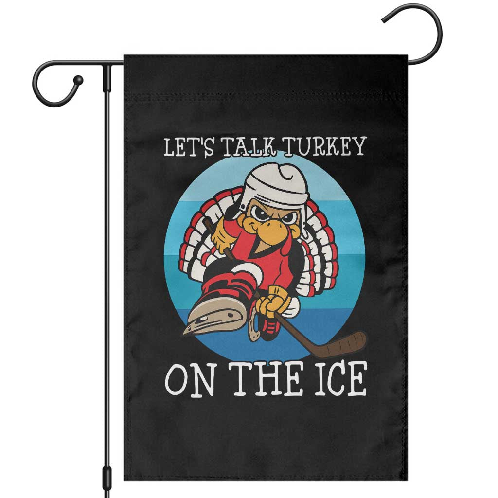 Lets Talk Turkey On The Ice Garden Flag Retro Ocean Blue Ice Hockey Gift TS12 Black Print Your Wear