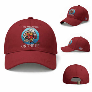 Lets Talk Turkey On The Ice Baseball Cap Retro Ocean Blue Ice Hockey Gift TS12 Baseball Cap Universal Fit Cherry Red Print Your Wear