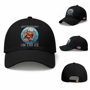 Lets Talk Turkey On The Ice Baseball Cap Retro Ocean Blue Ice Hockey Gift TS12 Baseball Cap Universal Fit Black Print Your Wear