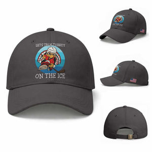 Lets Talk Turkey On The Ice Baseball Cap Retro Ocean Blue Ice Hockey Gift TS12 Baseball Cap Universal Fit Dark Gray Print Your Wear