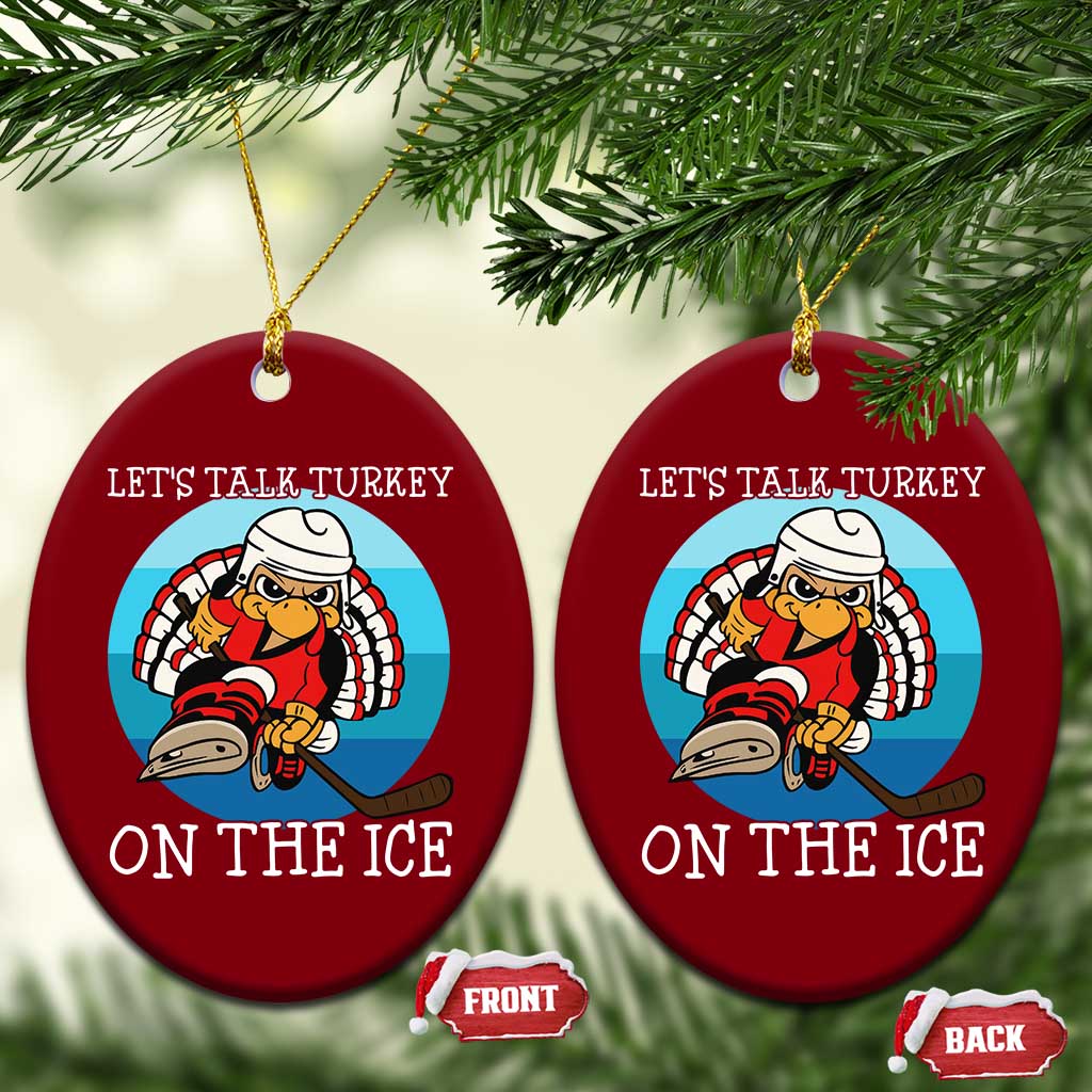 Lets Talk Turkey On The Ice Ceramic Ornament Retro Ocean Blue Ice Hockey Gift TS12 Print Your Wear