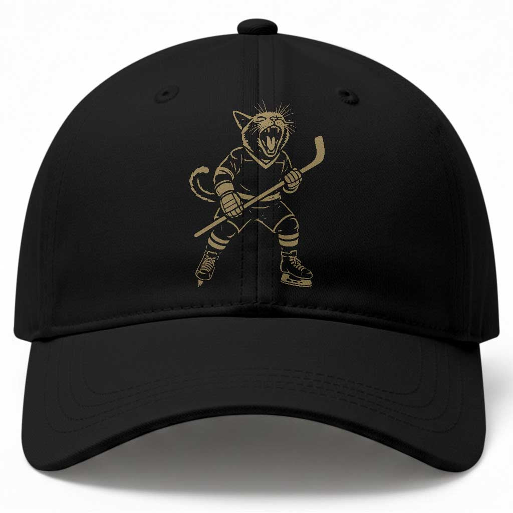 Vintage Cat Playing Hockey Baseball Cap Kitten Lover Player Gift TS12 Print Your Wear
