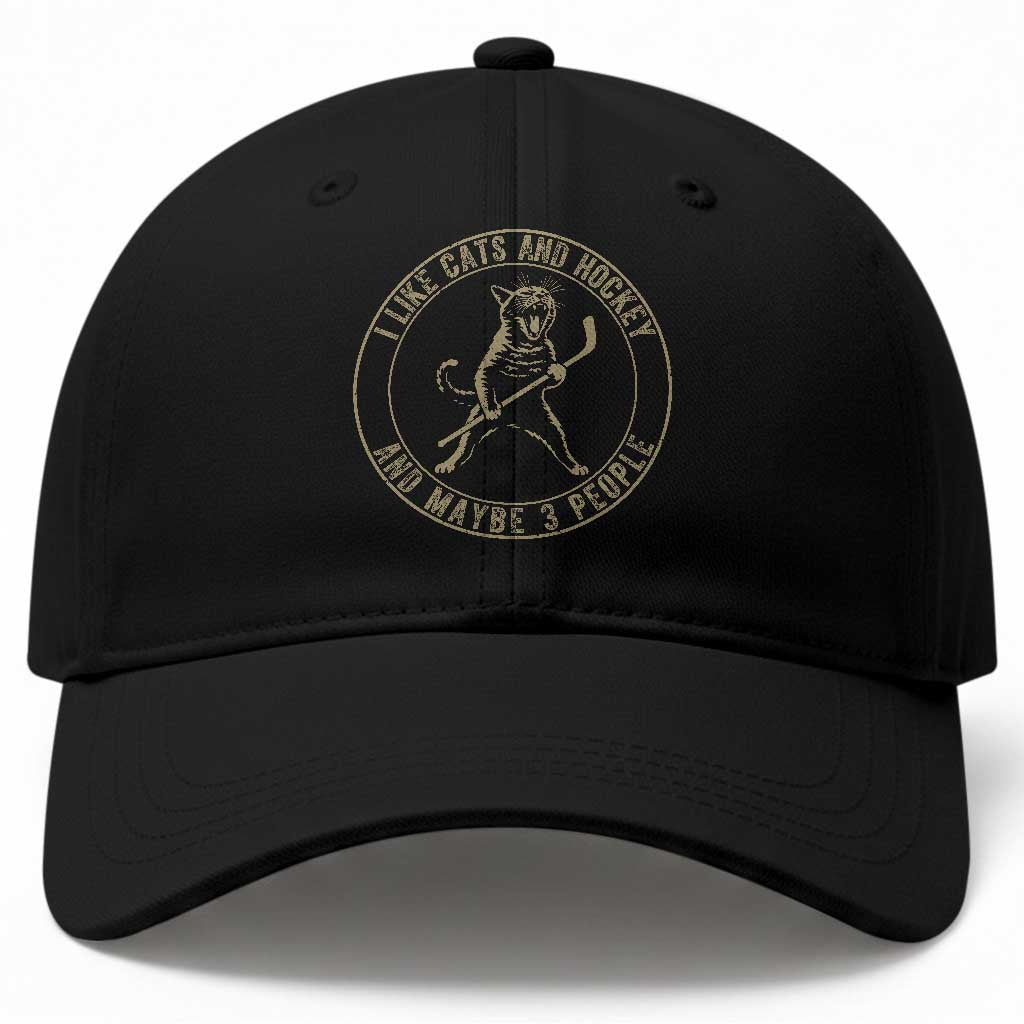 Vintage I Like Cats And Hockey And Maybe Three People Funny Gift Baseball Cap TS12 Print Your Wear