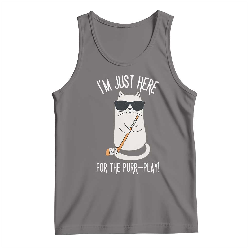 Im Just Here For The Purr Play Tank Top Funny Cat Hockey Gift TS12 Deep Heather Print Your Wear