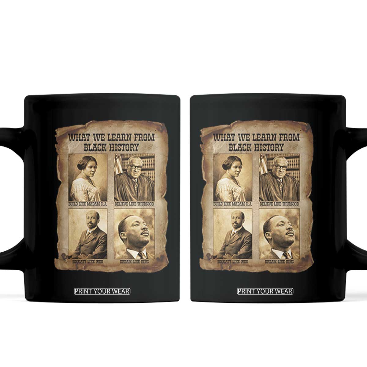 What We Learn From Black History Coffee Mug Iconic African American Figures TS12 Black Print Your Wear