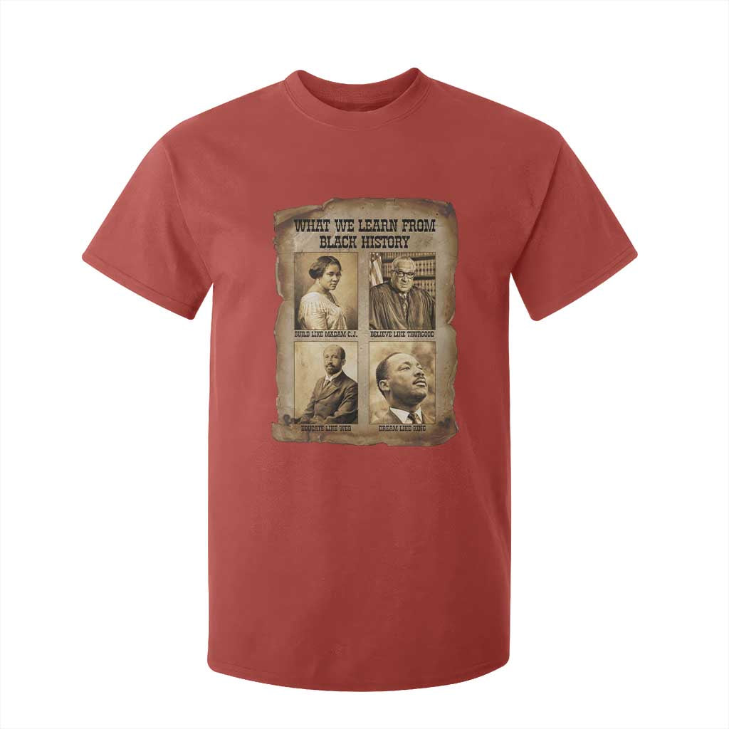 What We Learn From Black History T Shirt For Kid Iconic African American Figures TS12 Red Print Your Wear
