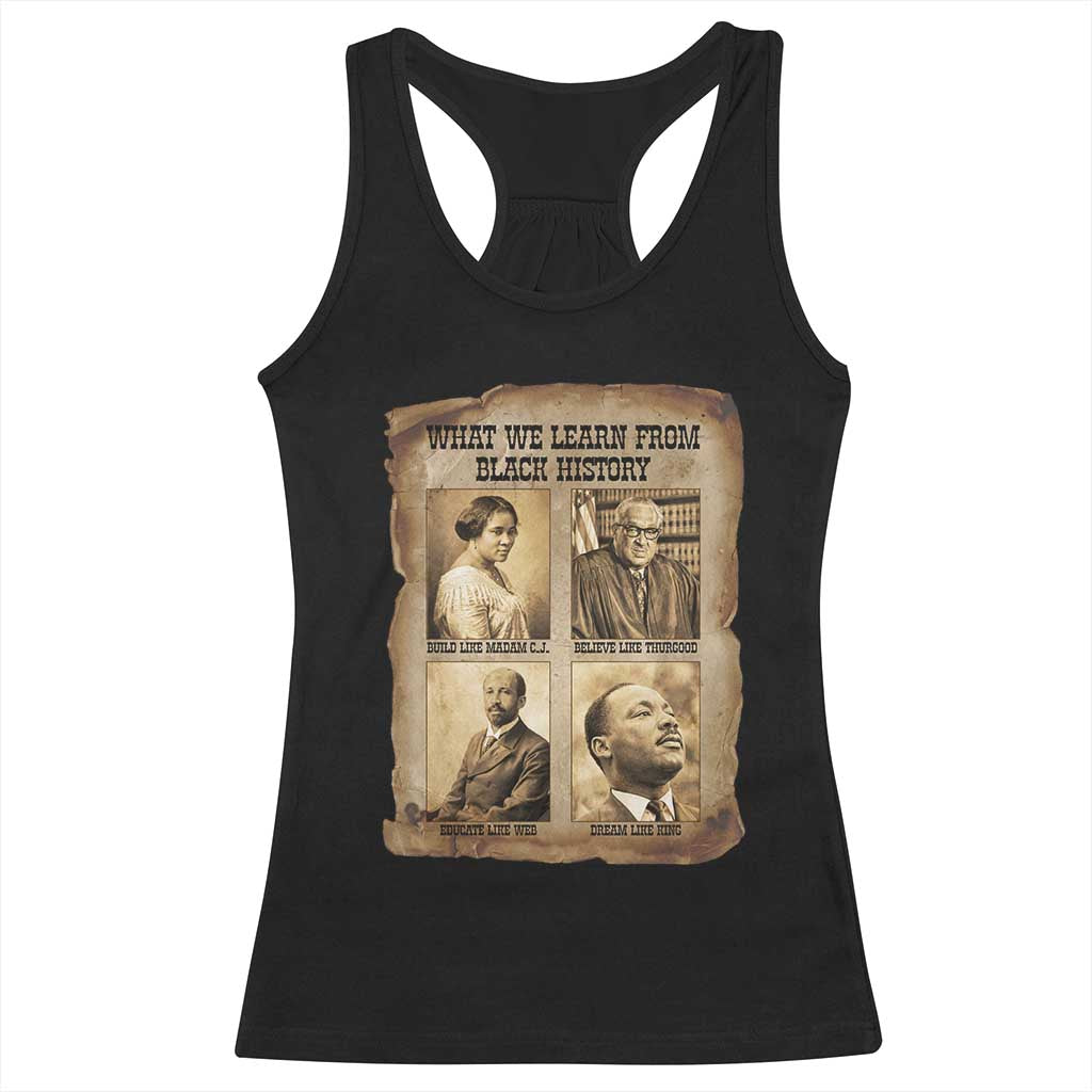 What We Learn From Black History Racerback Tank Top Iconic African American Figures TS12 Black Print Your Wear