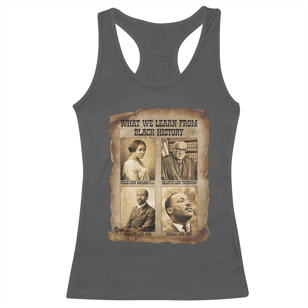 What We Learn From Black History Racerback Tank Top Iconic African American Figures TS12 Dark Heather Print Your Wear