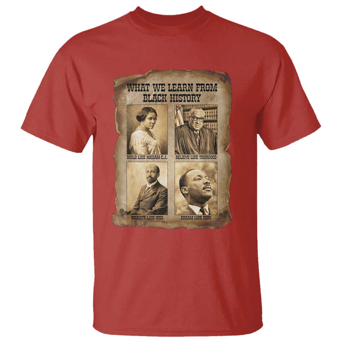 What We Learn From Black History T Shirt Iconic African American Figures TS12 Red Print Your Wear