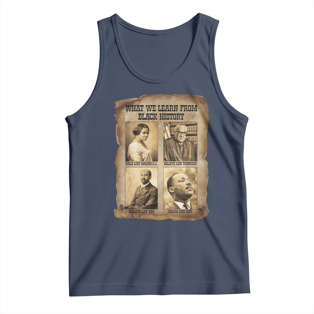 What We Learn From Black History Tank Top Iconic African American Figures TS12 Navy Print Your Wear