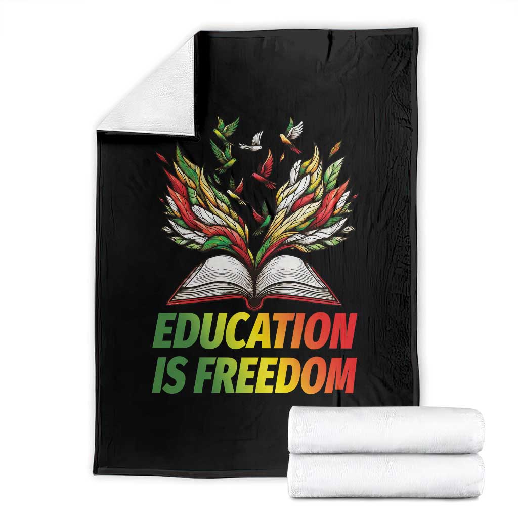 Education Is Freedom Throw Blanket Inspirational Black Teacher Gift TS12 Black Print Your Wear
