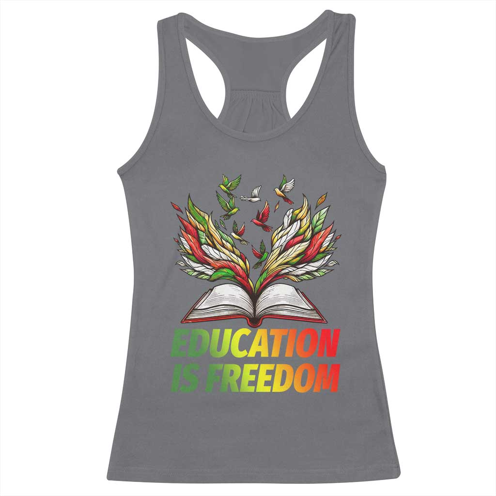 Education Is Freedom Racerback Tank Top Inspirational Black Teacher Gift TS12 Charcoal Print Your Wear