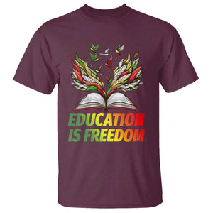 Education Is Freedom T Shirt Inspirational Black Teacher Gift TS12 Maroon Print Your Wear