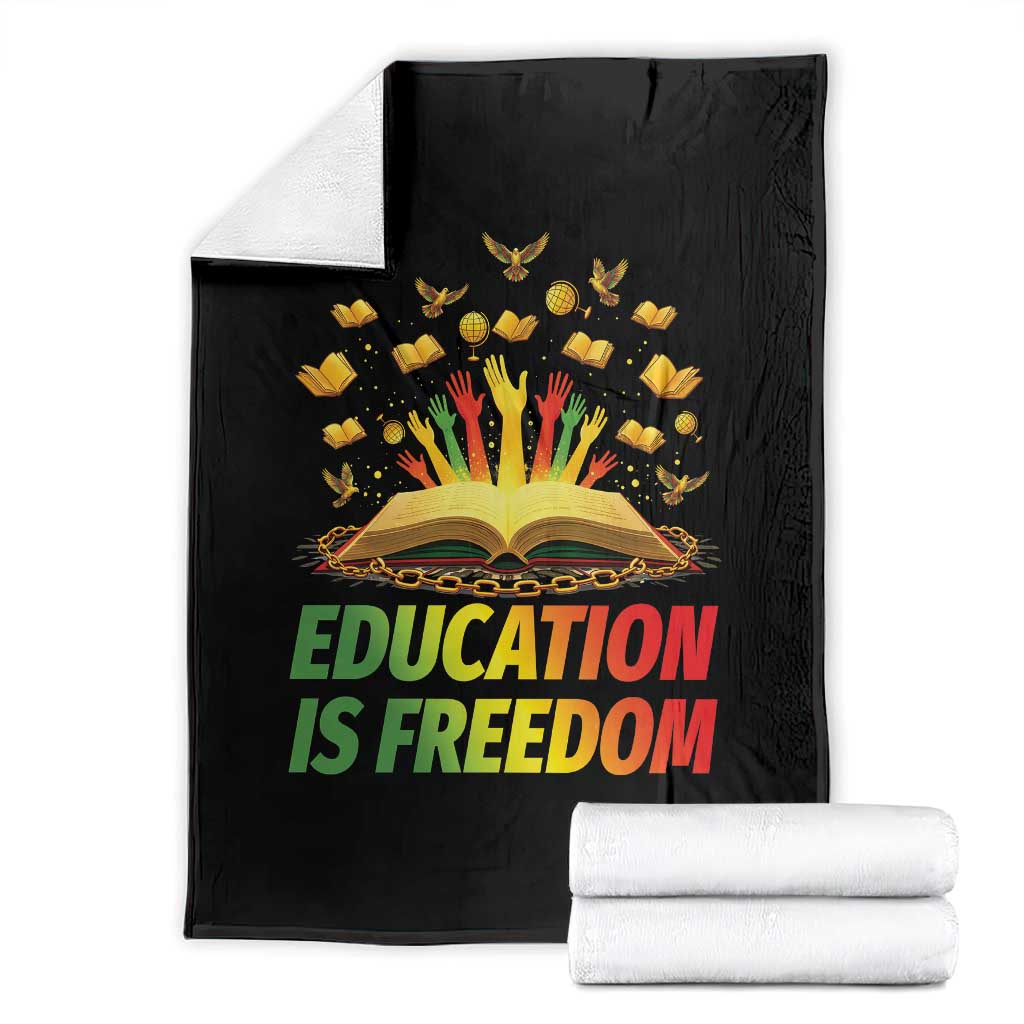 Education Is Freedom Throw Blanket Black Education Teacher Gift TS12 Black Print Your Wear