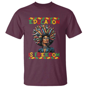Education Is Freedom T Shirt Black History Month Gift For Teachers TS12 Maroon Print Your Wear