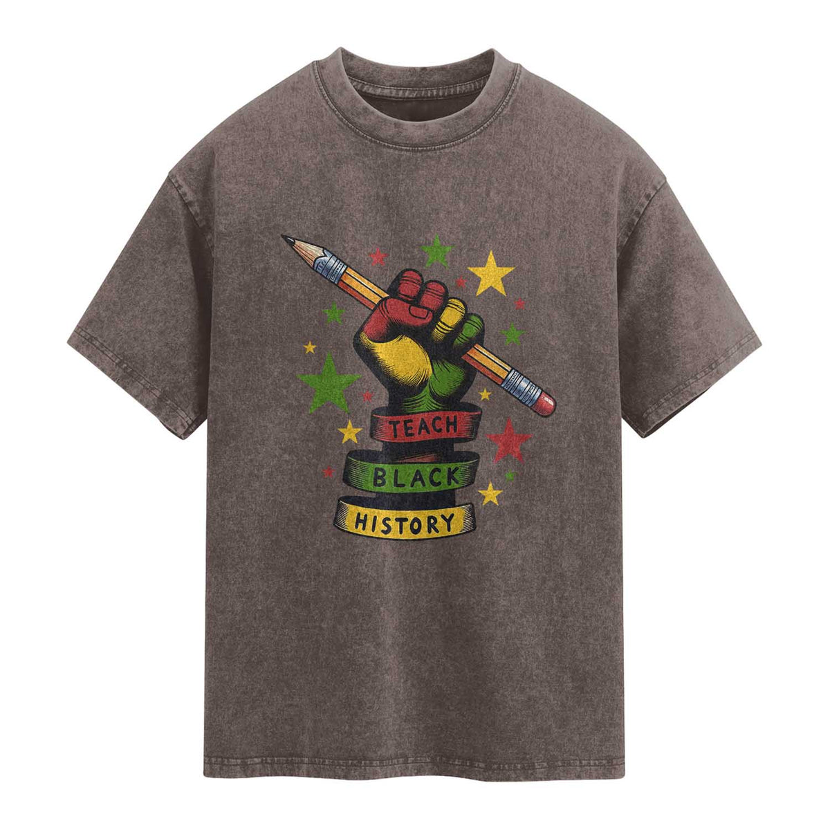 Teach Black History Education Pride Washed Cotton T-Shirt Black History Month