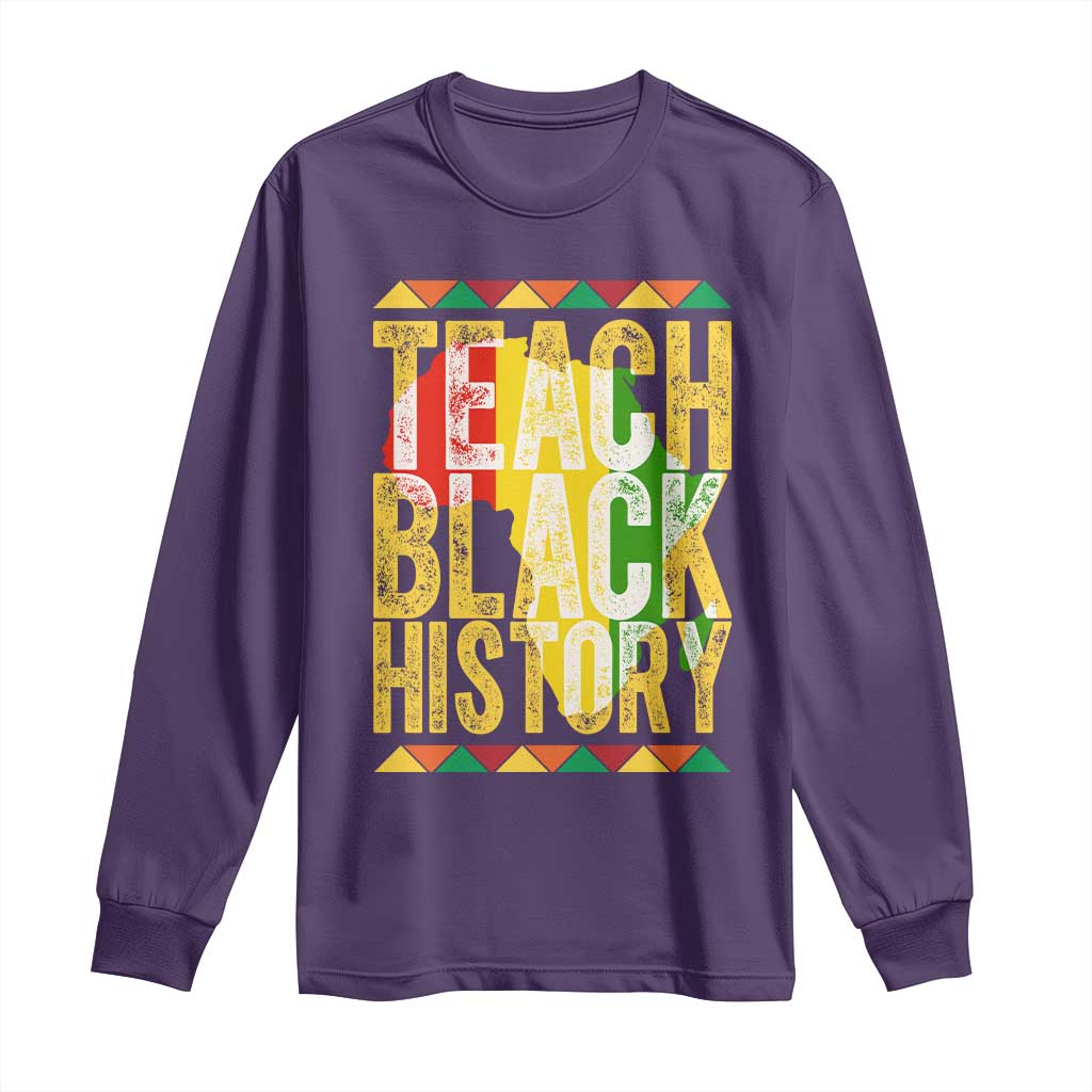 Teach Black History Long Sleeve Shirt Black History Month Gift For Teachers TS12 Purple Print Your Wear