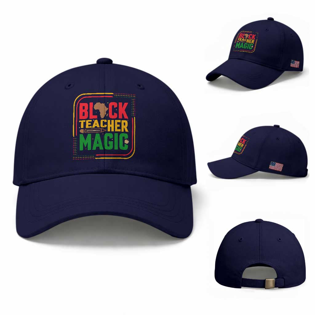 Black Teacher Magic Baseball Cap African American Pride Educator Gift TS12 Baseball Cap Universal Fit Dark Blue Print Your Wear