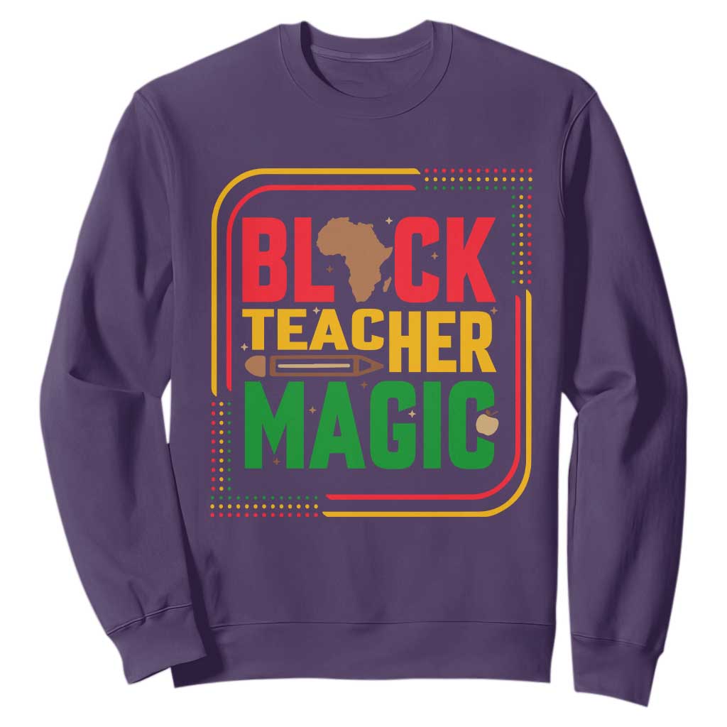 Black Teacher Magic Sweatshirt African American Pride Educator Gift TS12 Purple Print Your Wear