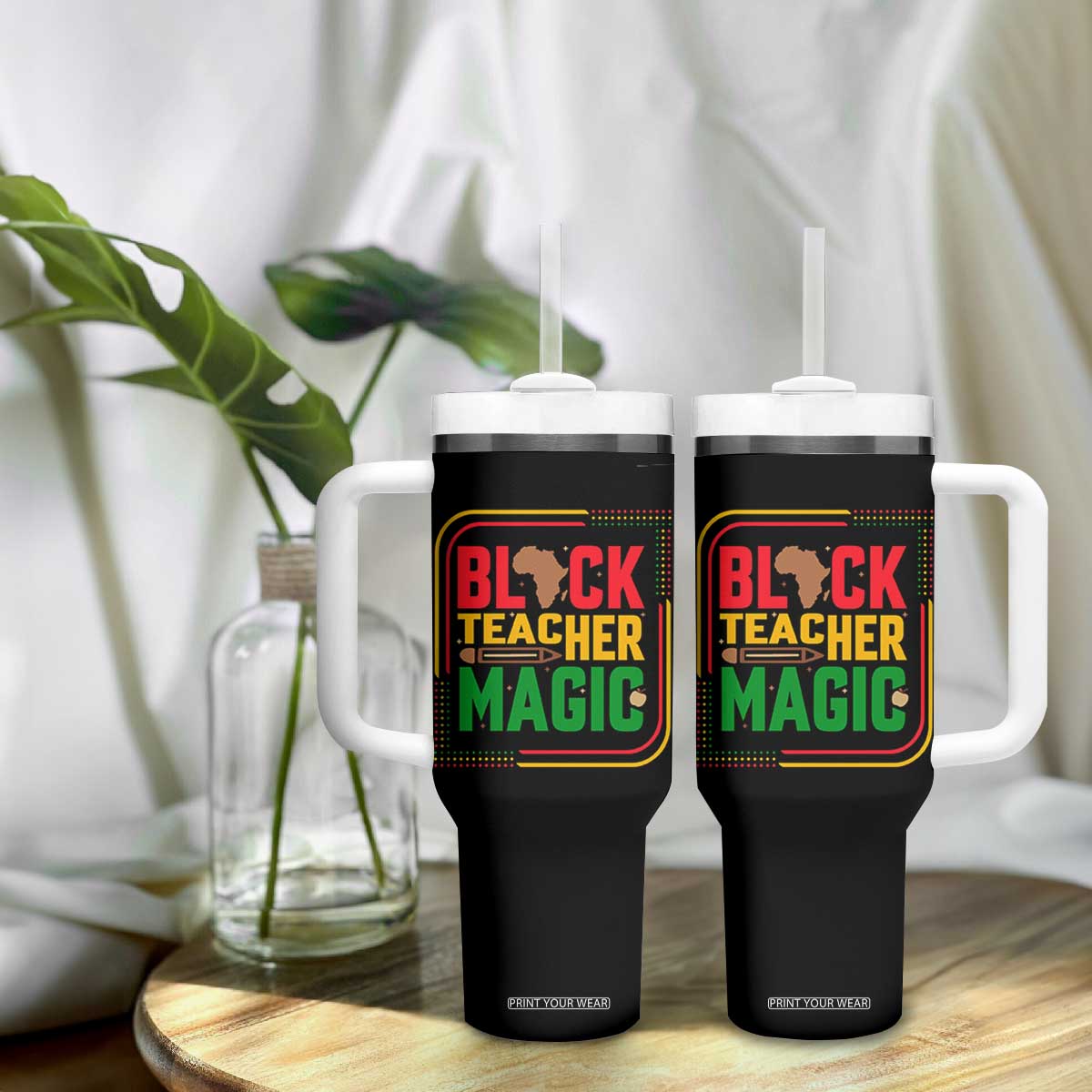 Black Teacher Magic Tumbler With Handle African American Pride Educator Gift TS12 Print Your Wear